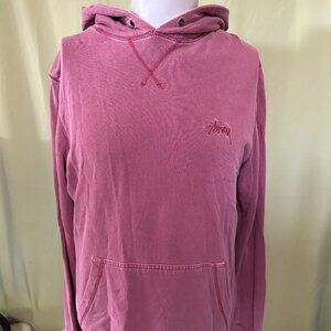 Stussy Pink Red Men's Hoodie Sweater Size Small Cotton